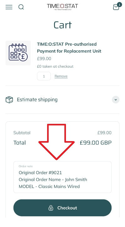 TIME:O:STAT Pre-authorised Payment for Replacement Unit